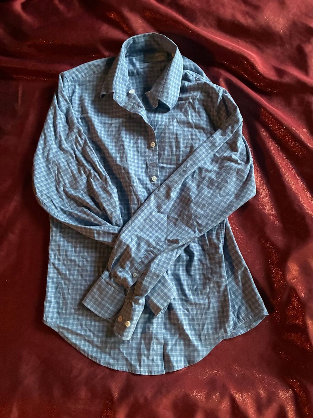 Savannah Shirt Mens L Blue Plaid Long Sleeve Button Up Casual Dress Shirt